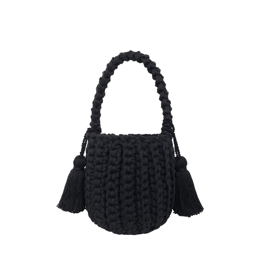 AMALFI BUCKET BAG MINI, SHORT STRAP BLACK