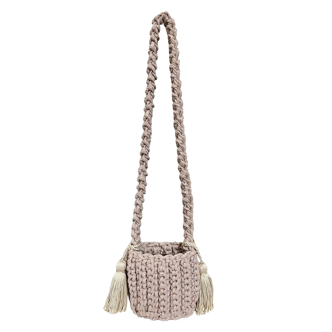 AMALFI BUCKET BAG MINI, CROSSBODY SAND