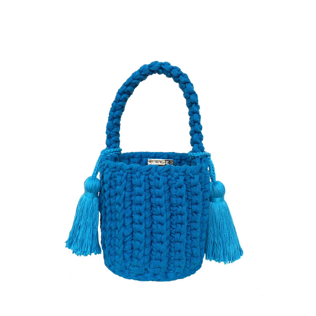 AMALFI BUCKET BAG MINI, SHORT STRAP TURQUOISE