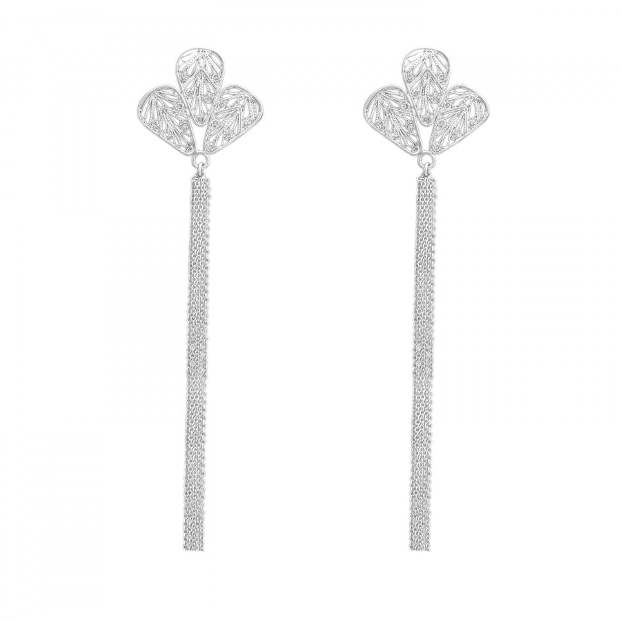 ARETES MARIA VII GOTAS Y CADENAS PLATA