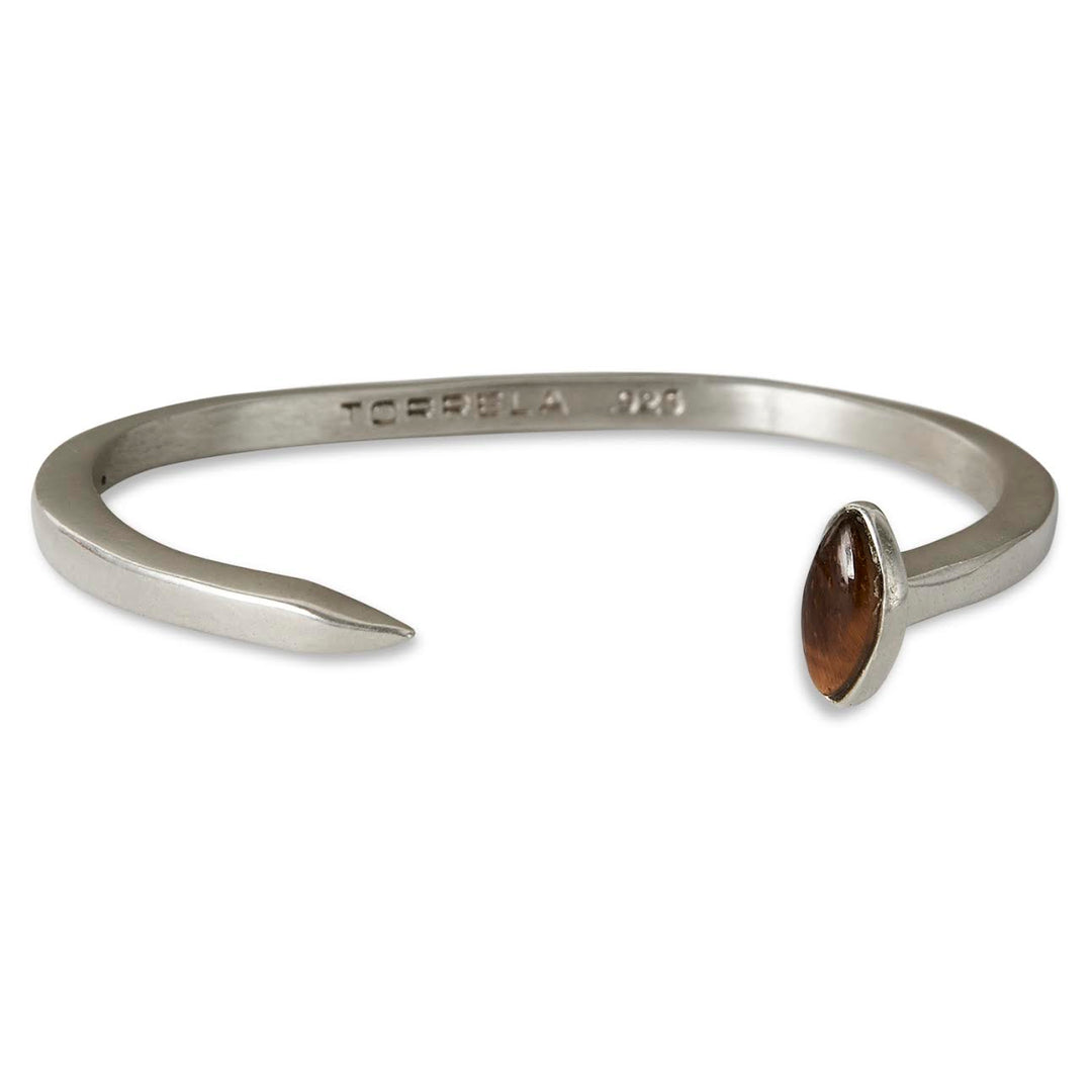 BRAZALETE CLAVO Y OJO DE TIGRE PLATA .925