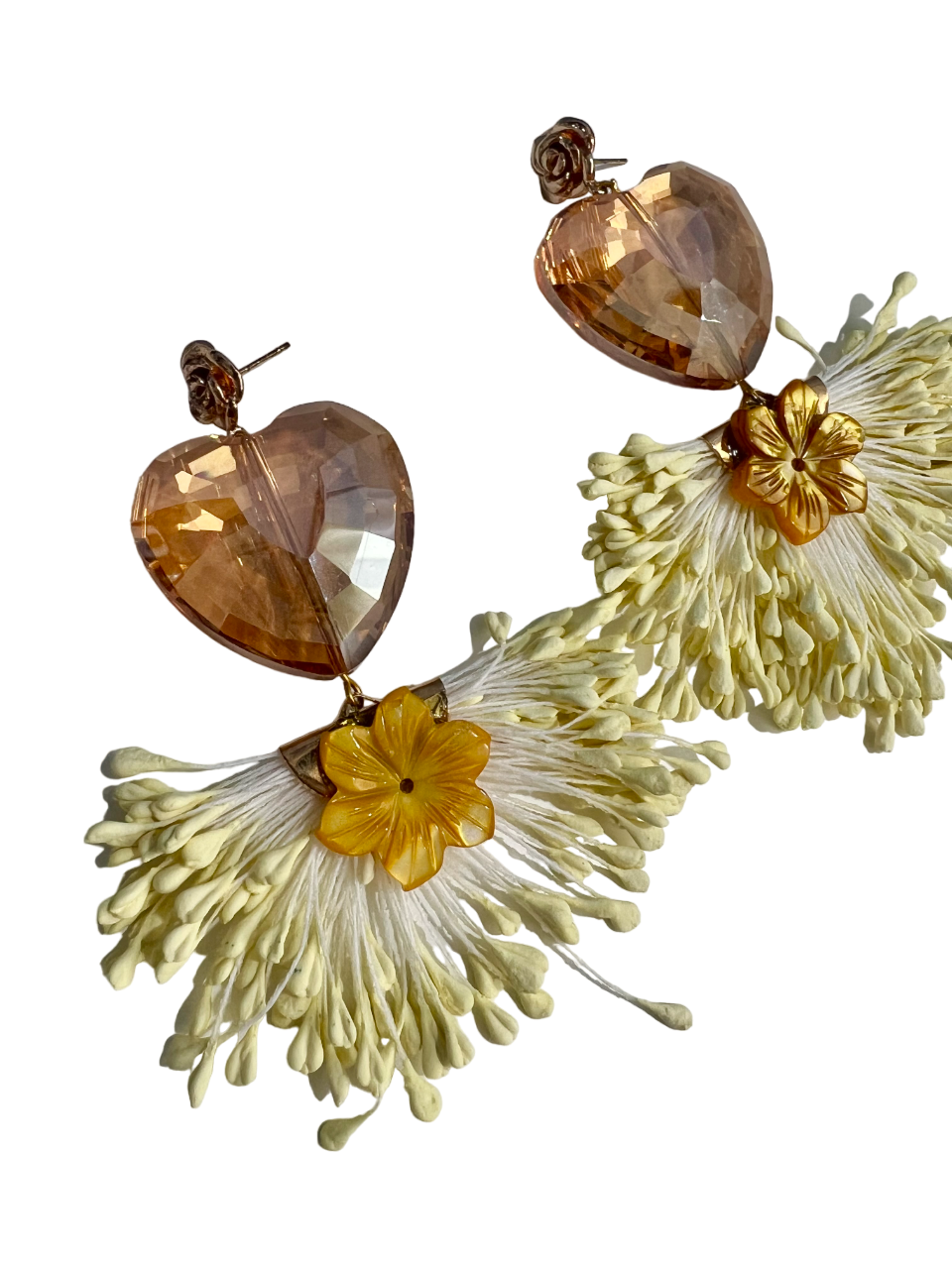 ¬†CORAZ√ìN CON BORLA AMARILLA Y FLOR AMARILLA DE CONCHA