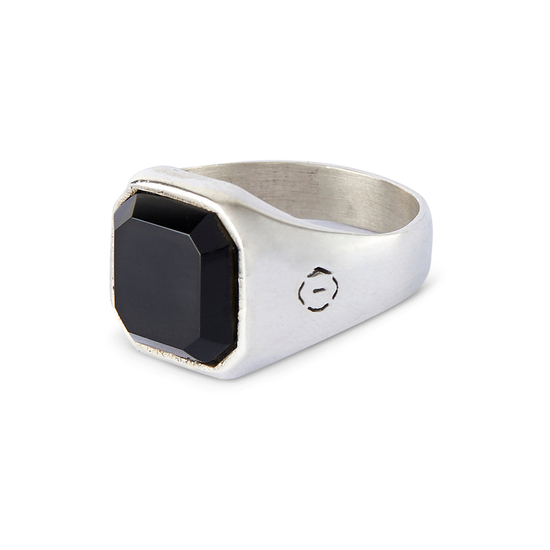 ANILLO HEXAGONAL CON ONIX PLATA