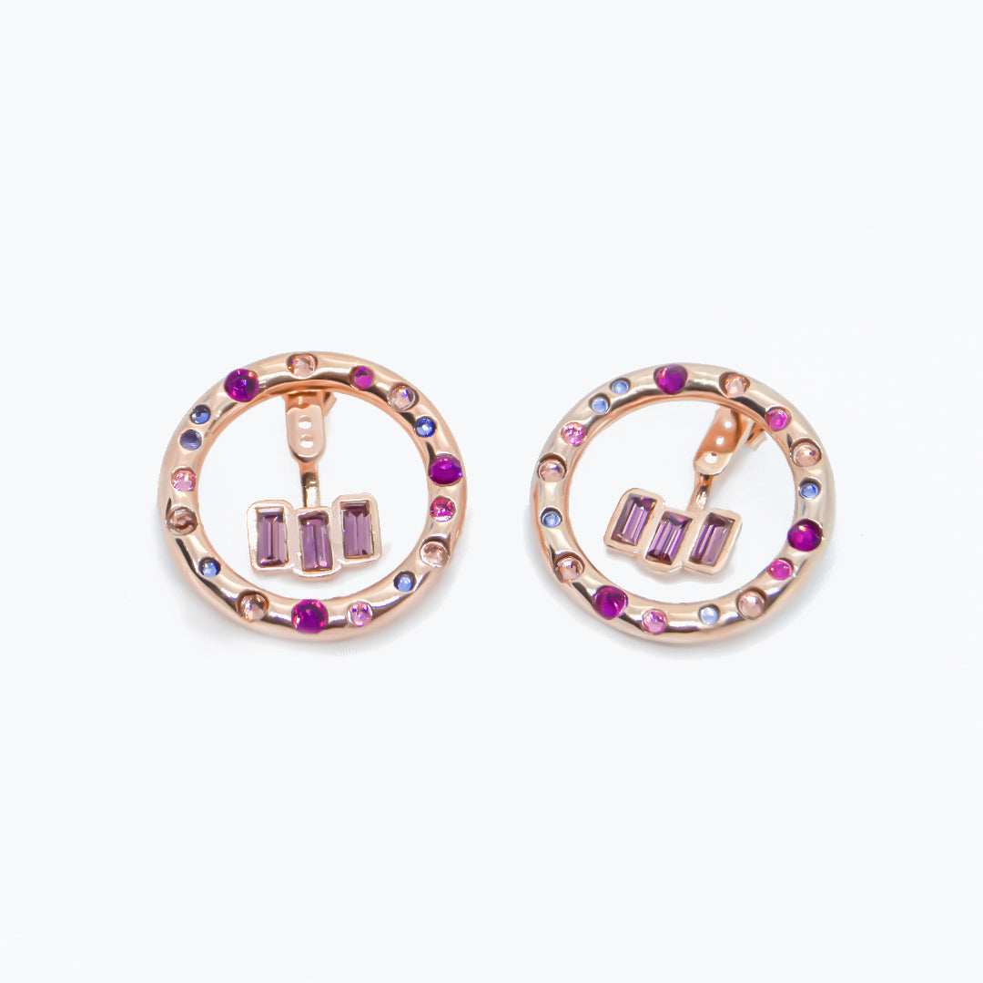 ARETES EARJACKET GALAXIA ROSA MORADO ROJO (TONOS C√ÅLIDOS)