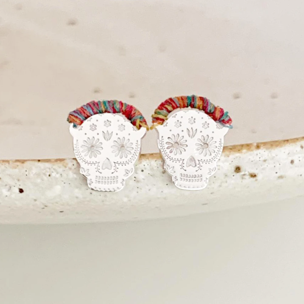 ARETES CATRINA PLATA E HILO